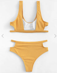 Fashion Women Yellow Padding Bikini Set