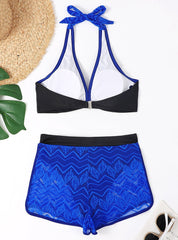 Hollow Solid Color Sexy Mesh Swimsuit