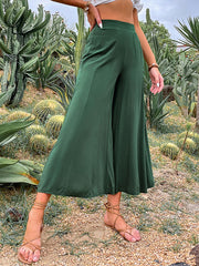 Casual High Waisted Wide Leg Solid Color  Pants