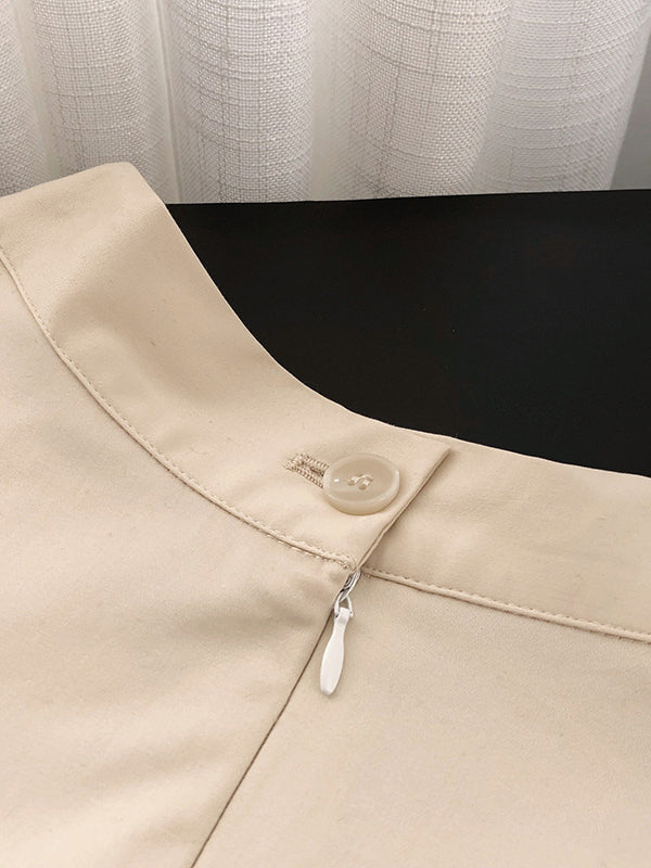 Simple A-Line High Waisted Solid Color Skirts Bottoms