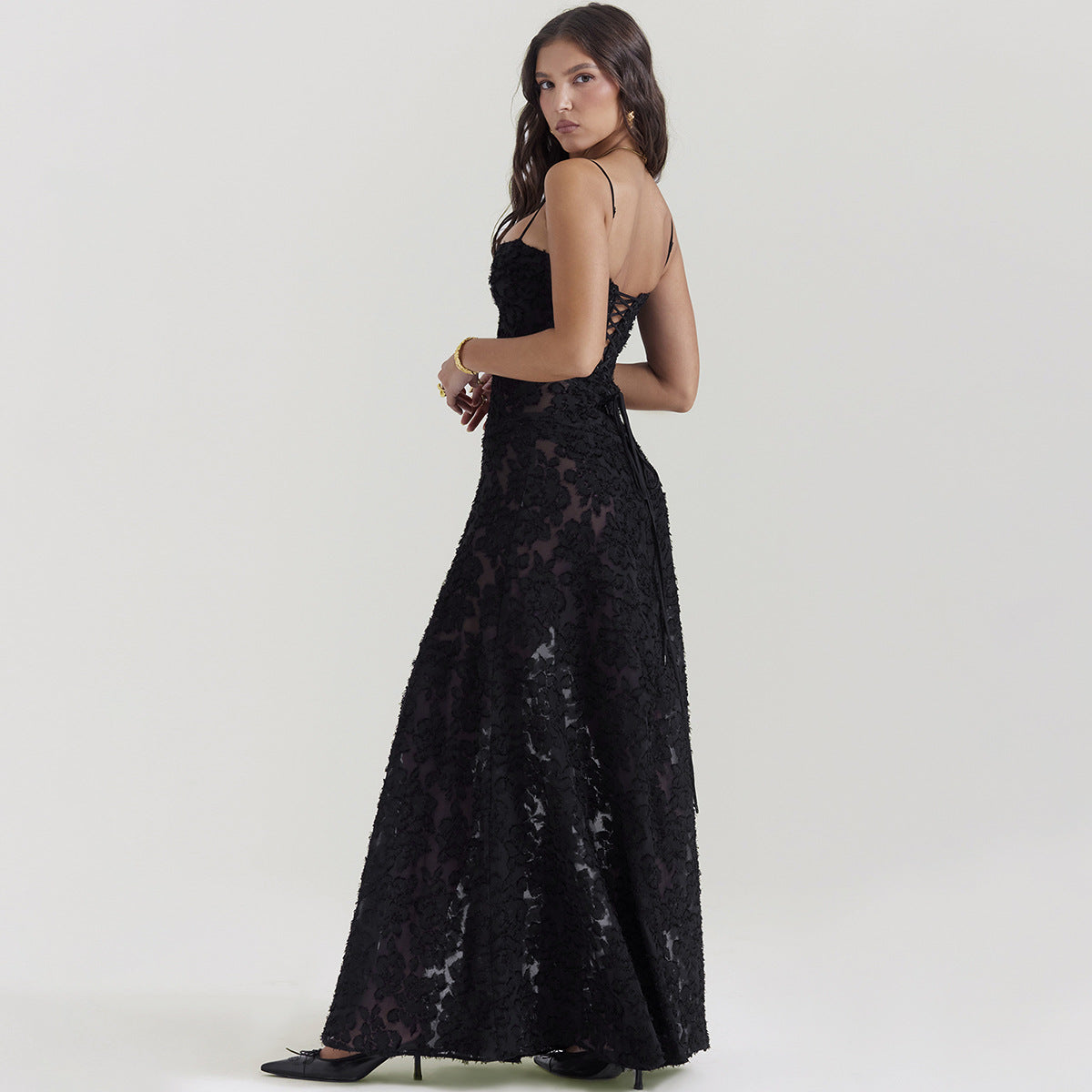 Aurora Embellished Lamé Gown