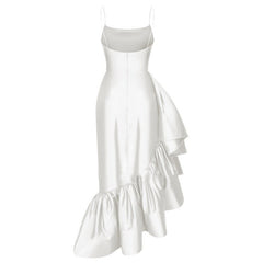 Asymmetrical Ruffles Sleeveless Midi Dress