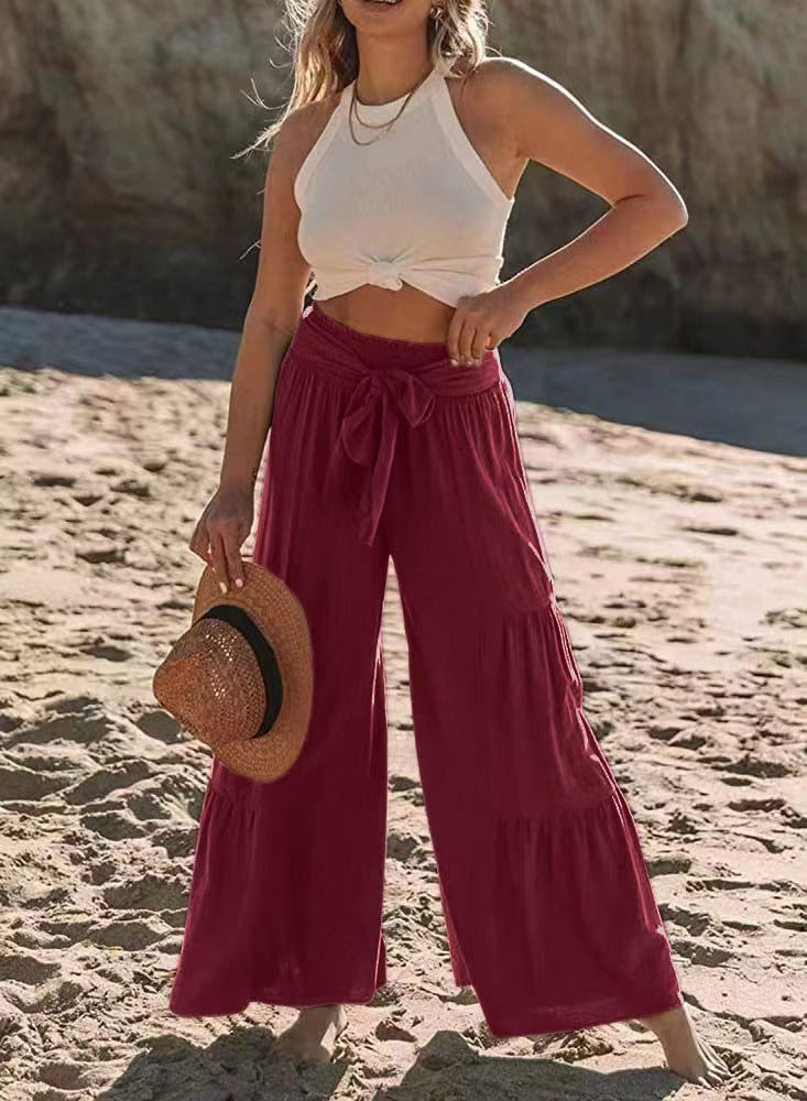 Women's High Waist Folded Wide Leg Pants