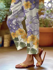 Women's Art Floral Loose Casual Pants (With Pockets)