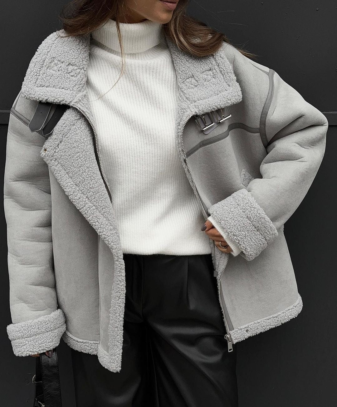 Olivia - Oversized Vegan Shearling Jacket