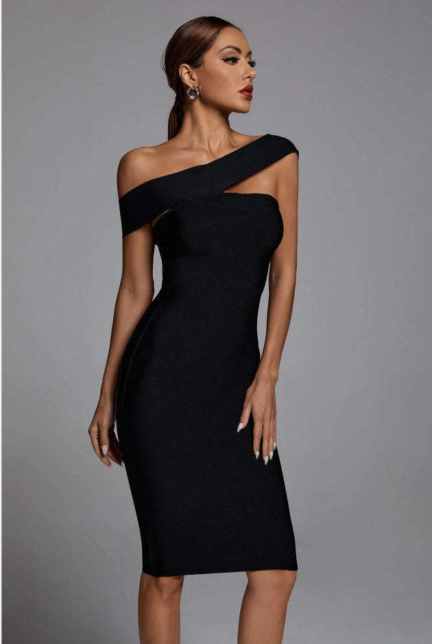 Black Slim Fit Bandage Dress Fashion