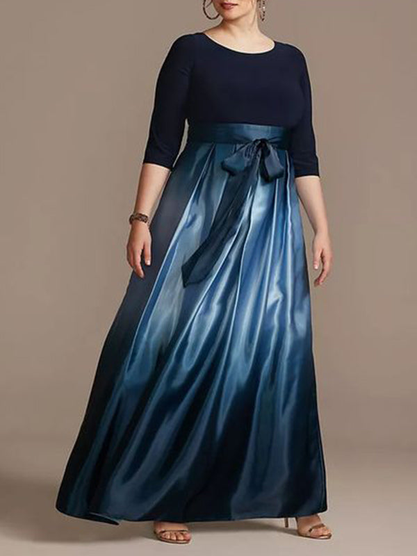 Loose Gradient Pleated Pockets Split-Joint Tied Waist Long Skirts Skirts Bottoms