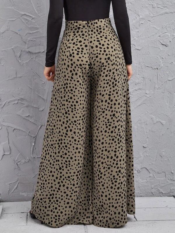 Leopard Loose Wide Leg Trousers Pants