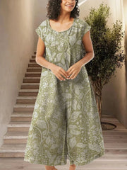 Women's Retro Art Print Jumpsuit