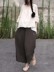 Pure Color Gauze Loose Pants