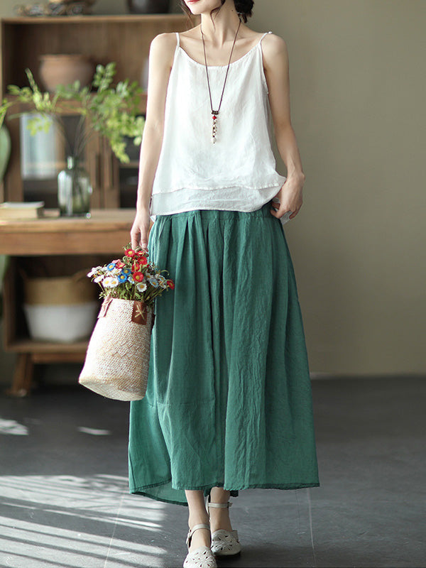 Casual Solid Color Empire A-Line Skirt