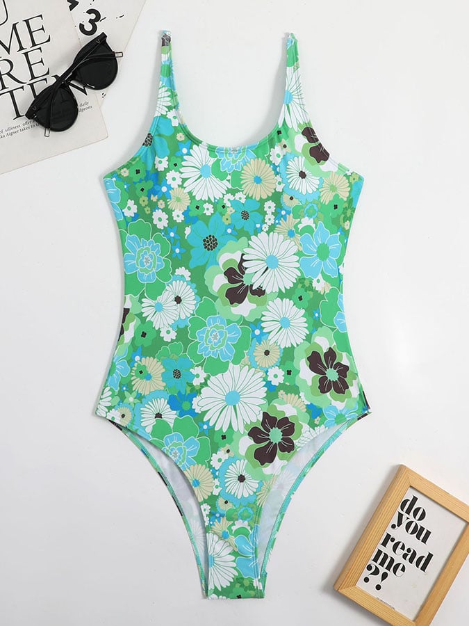 Sexy one-piece printed swimming resort bikini