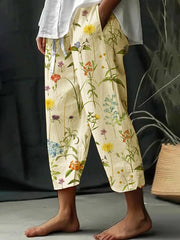 Women's Floral Design Print Lace-Up Loose With Elastic Waist Casual Pants