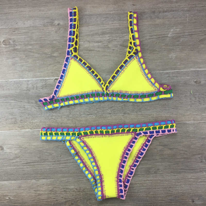 Crocheted Bikini Knitted Stitching Swimsuit Set