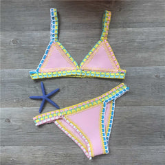 Crocheted Bikini Knitted Stitching Swimsuit Set