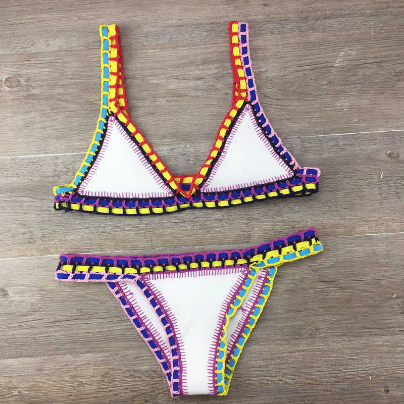 Crocheted Bikini Knitted Stitching Swimsuit Set