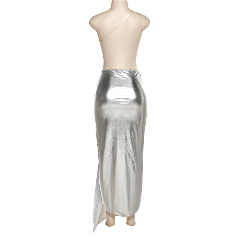 Lucia Shimmering Asymmetric Midi Dress
