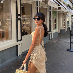 Slim-fit dress with sling strap
