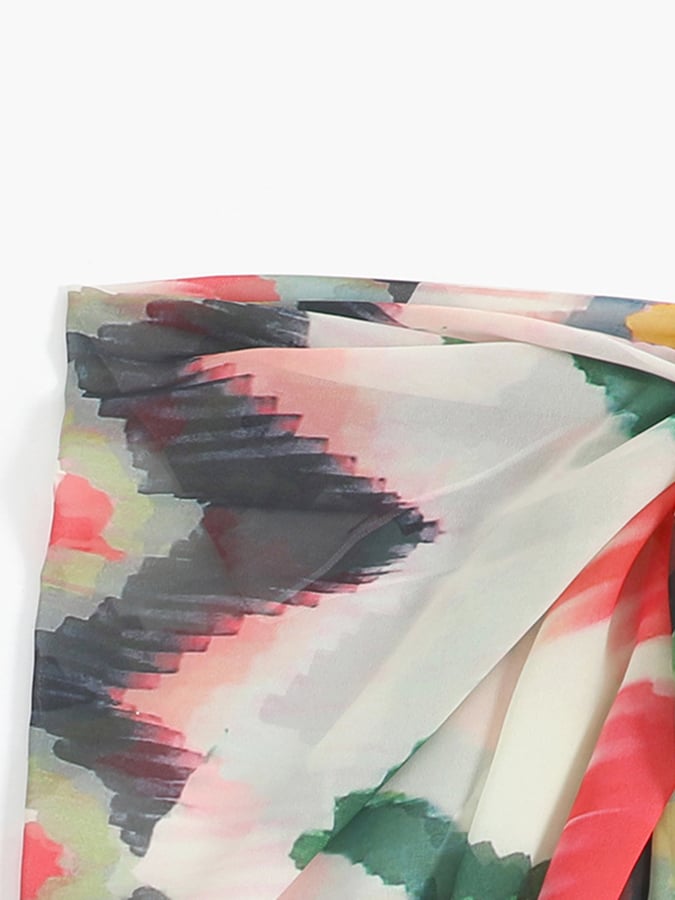 Gradient Tie Dye Wrap Hip Long Dress Two Piece Swimsuit