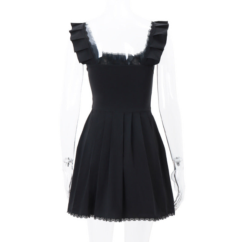 ELOUISE - LACE TRIM PLEATED MINI DRESS