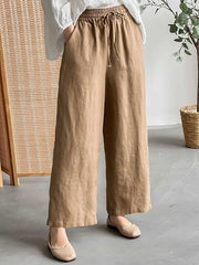 Drawstring Solid Color Loose Wide Leg Casual Pants Bottoms