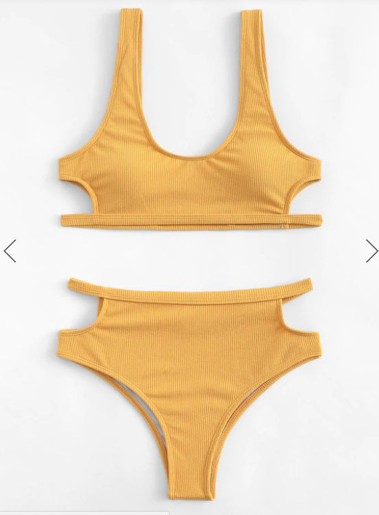 Fashion Women Yellow Padding Bikini Set