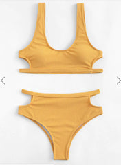 Fashion Women Yellow Padding Bikini Set