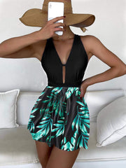 Women One-piece Leaf Swimsuit Bikini