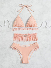 Diamond Backless Three-piece Beach Bikini