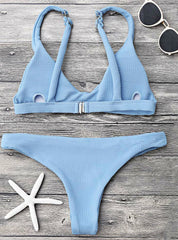 Swimwear Solid Color Beachwear Brazilian Bikini Set