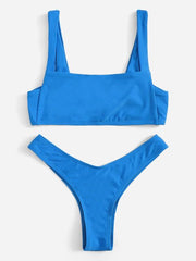 Fashion Blue Braided High Leg Bikini Set