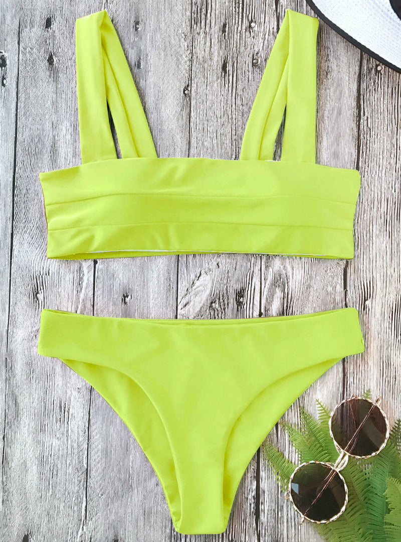Bikini New Wide Straps Padded Bandeau Bikini Set
