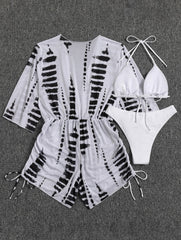Rope Strap One-piece Shorts Mesh Three-piece Bikini