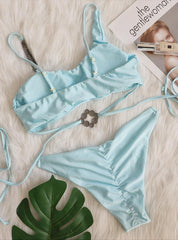 Sexy Strap Retro Rhinestone Bikini