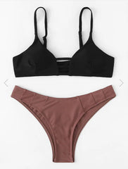 Fashion Two Tone High Cut Bikini Set