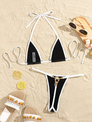 Bright Leather Fabric Triangle Bikini