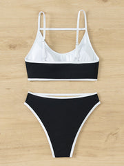 Contrasting Sexy Openwork Bikini