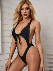 Sexy Solid Color One-piece Bikini Swimsuit