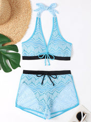 Hollow Solid Color Sexy Mesh Swimsuit