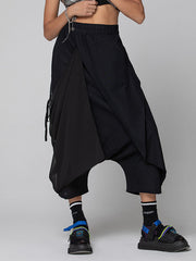 Pleated Solid Color Harem Pants Loose Ninth Pants