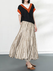 Loose A-Line Pleated Elasticity Skirts Bottoms