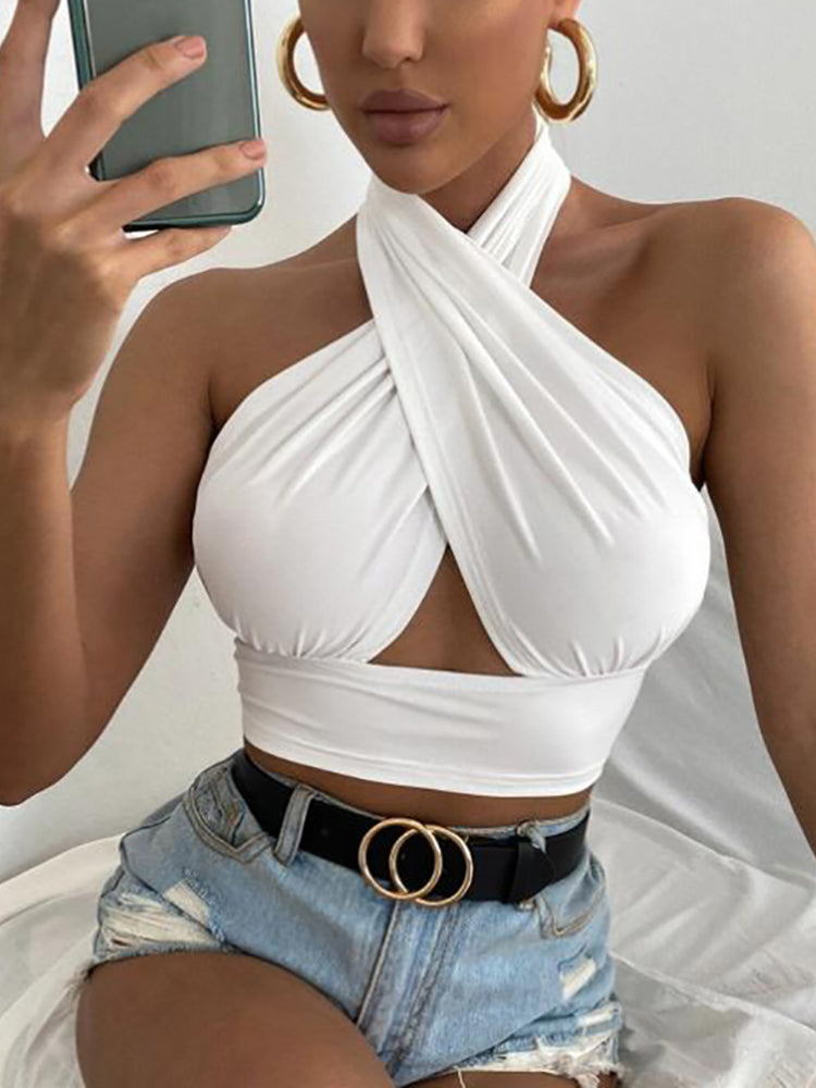 Milan- Wrap Halter Crop Top