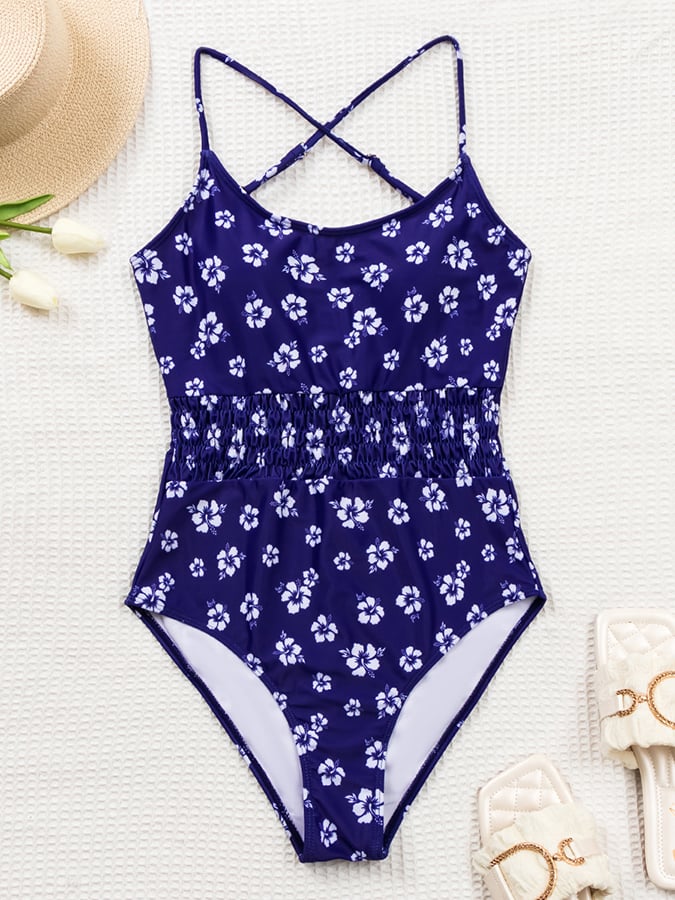 Printed Tight Floral One Piece Swimsuit