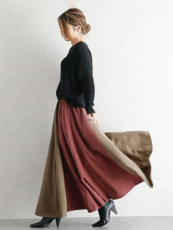 Elegant Split-Joint Color Skirt