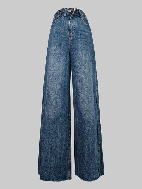 Gradient Split-Joint High Waisted Straight Leg Jean Pants Bottoms