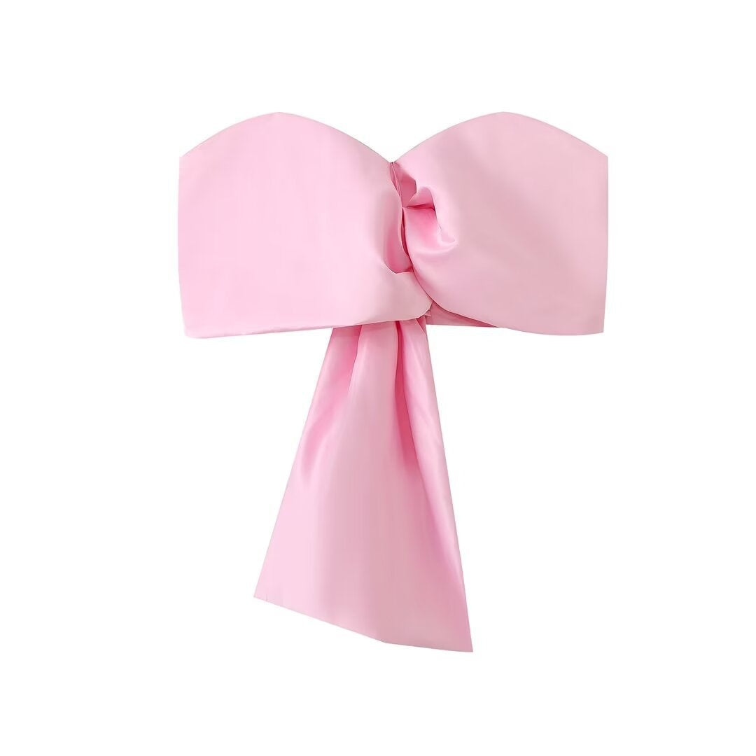 Women's INS Internet Hot Bow Cross Asymmetric Top