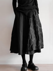 Double Layered Elasticity Jacquard Solid Color Split-Joint A-Line Loose Skirts Bottoms