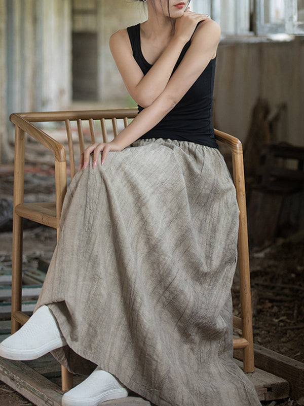 Elasticity Pockets Tie-Dyed Loose Skirts Bottoms
