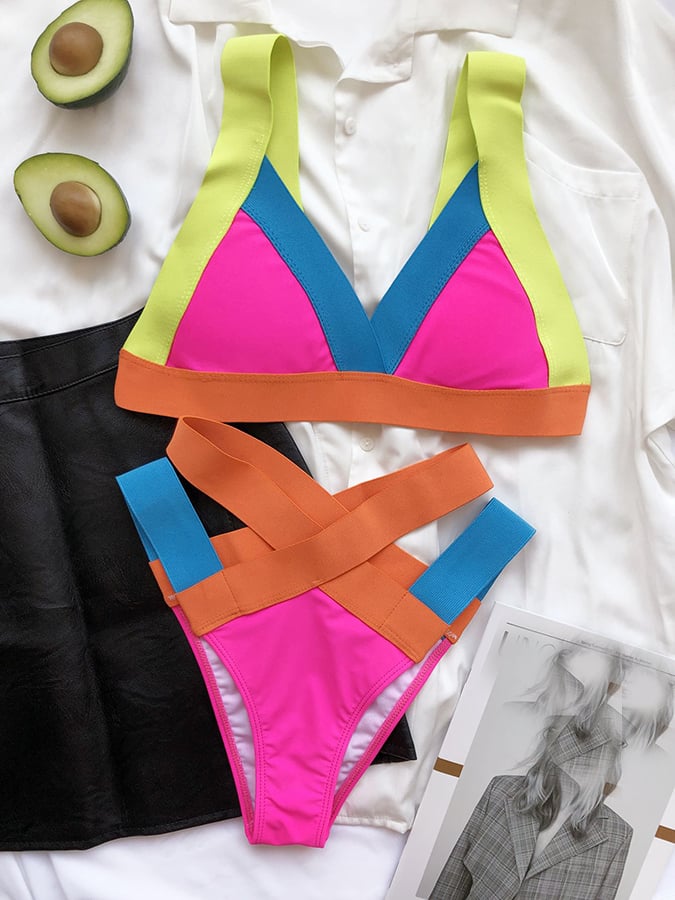 Ladies Split Cross Color Sexy Bikini