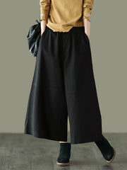 Simple Wide Leg Loose Solid Color Casual Pants Bottoms